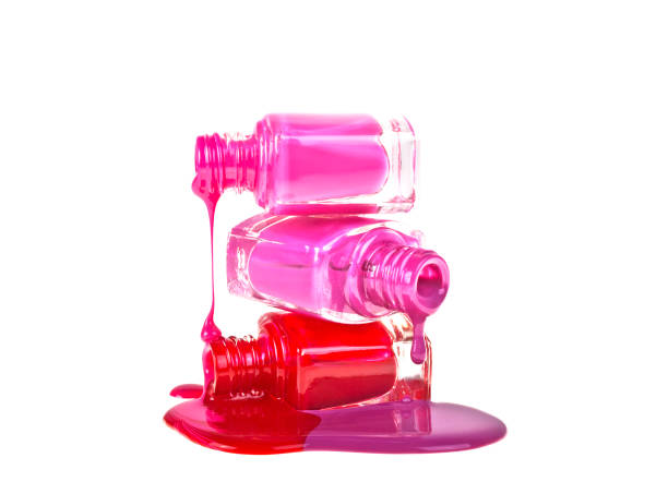 istock Bottles with spilled nail polish on a white background 917163264