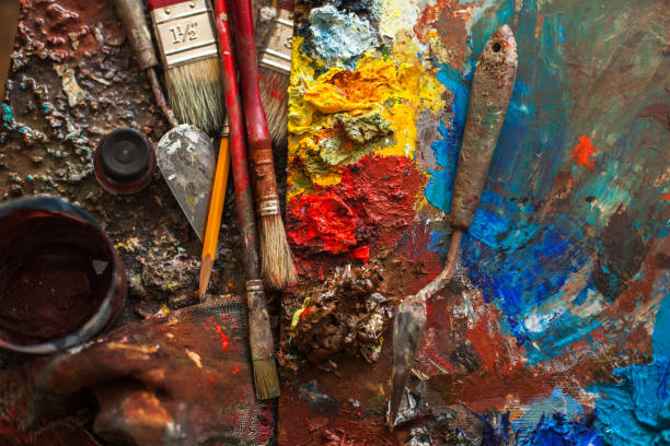 istock art paints, palette, brushes pencil 917164090