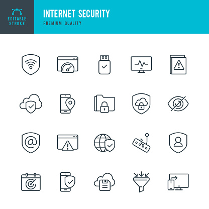 Set of Internet Security thin line vector icons.