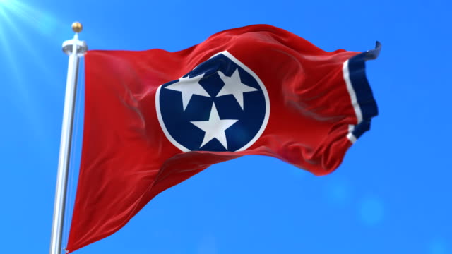 Flag of Tennessee state, region of the United States - loop