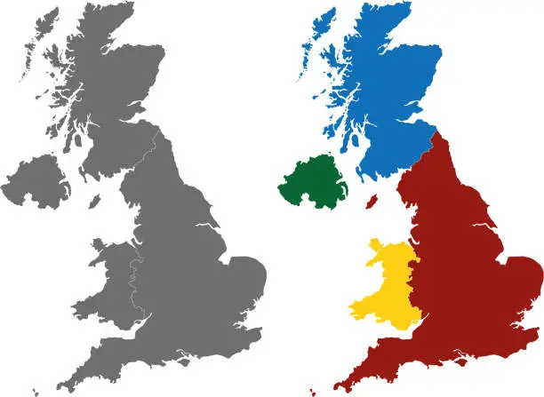 Vector illustration of United Kingdom regions vector map