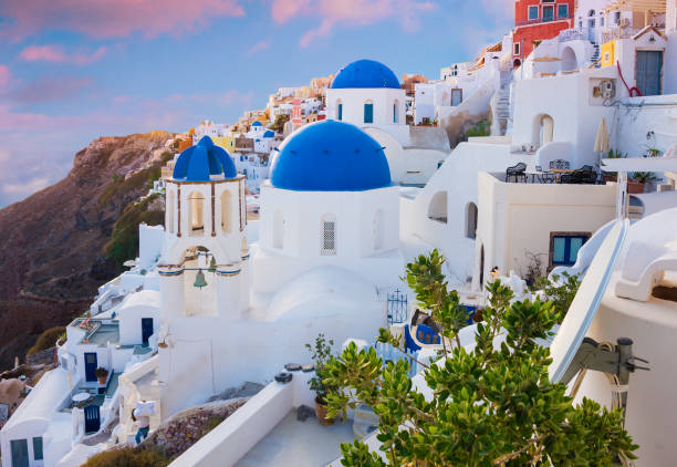 istock Blue domes of Santorini island, Greece 917174684