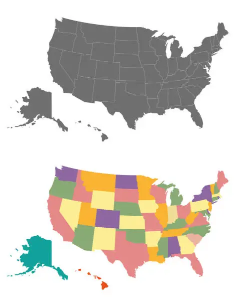 Vector illustration of vector high detailed map of United States