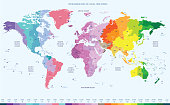 vector high detailed world time zones map