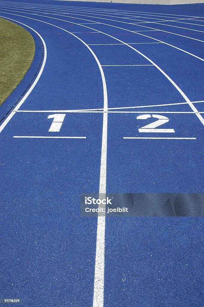 Blue pista de corrida - Foto de stock de Atletismo royalty-free