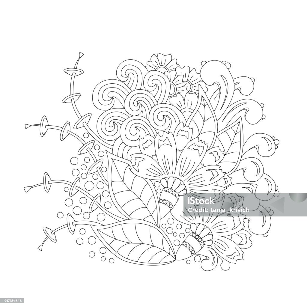 Abstract vector Monochrome Floral Background Abstract vector Monochrome Floral Background. Hand Drawn pattern with Flowers and branches. Template for Greeting Card, vector illustration Abstract stock vector