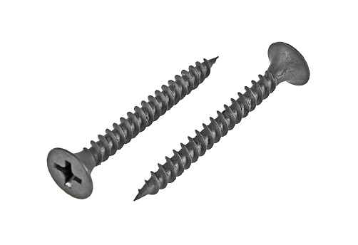 New strong black screws isolated on a white background