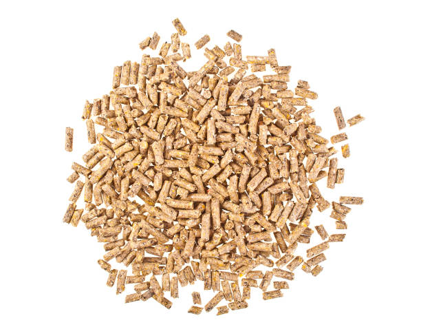 istock Pelleted compound feed Isolated on white background, wheatfeed pellets 917185458