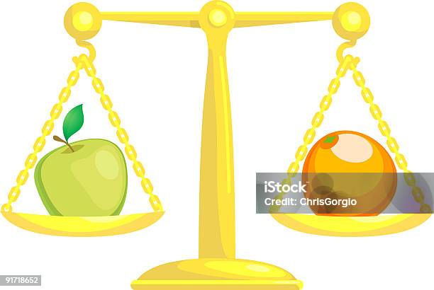バランスを整えるリンゴオレンジの比較 - リンゴのベクターアート素材や画像を多数ご用意 - リンゴ, 果物 オレンジ, 比較