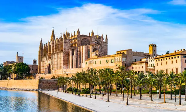 Photo of Cathedral La Seu and Parc del Mar in Palma de Majorca Spain