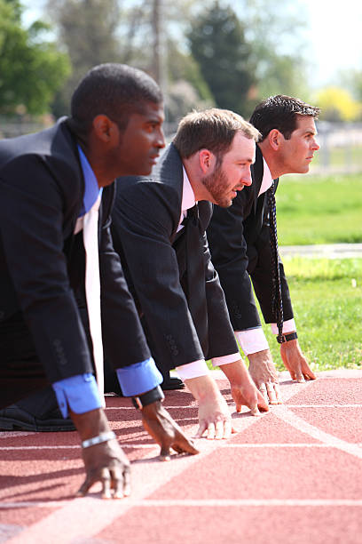 istock Businessmen at starting line of race 91719621