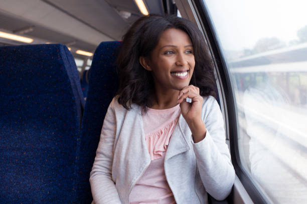 istock Thoughtful woman on the train. 917196510