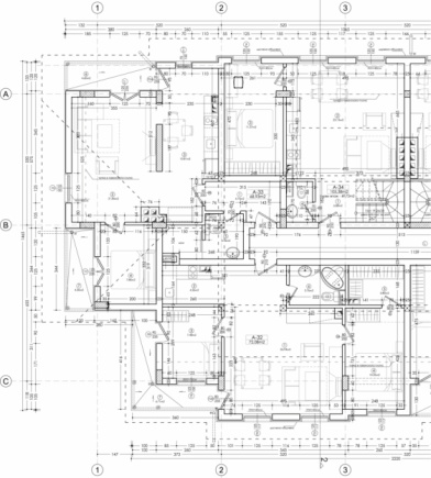 Floor architectural construction plan with notes of architect