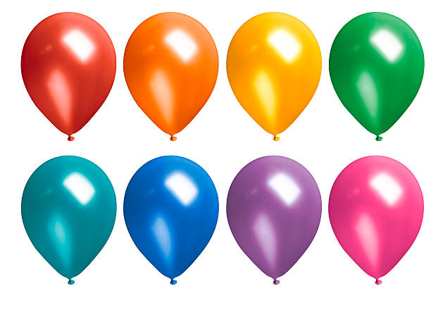 Multicolored Rainbow Inflated Latex Balloons Isolated on White