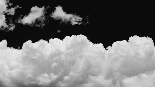 istock Close-up cumulus clouds isolated on black background, Black sky with white clouds 917209528