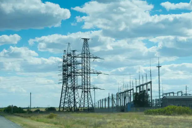 electric power lines and power station