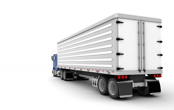 Top View Tractor Trailer Illustration Isolated.