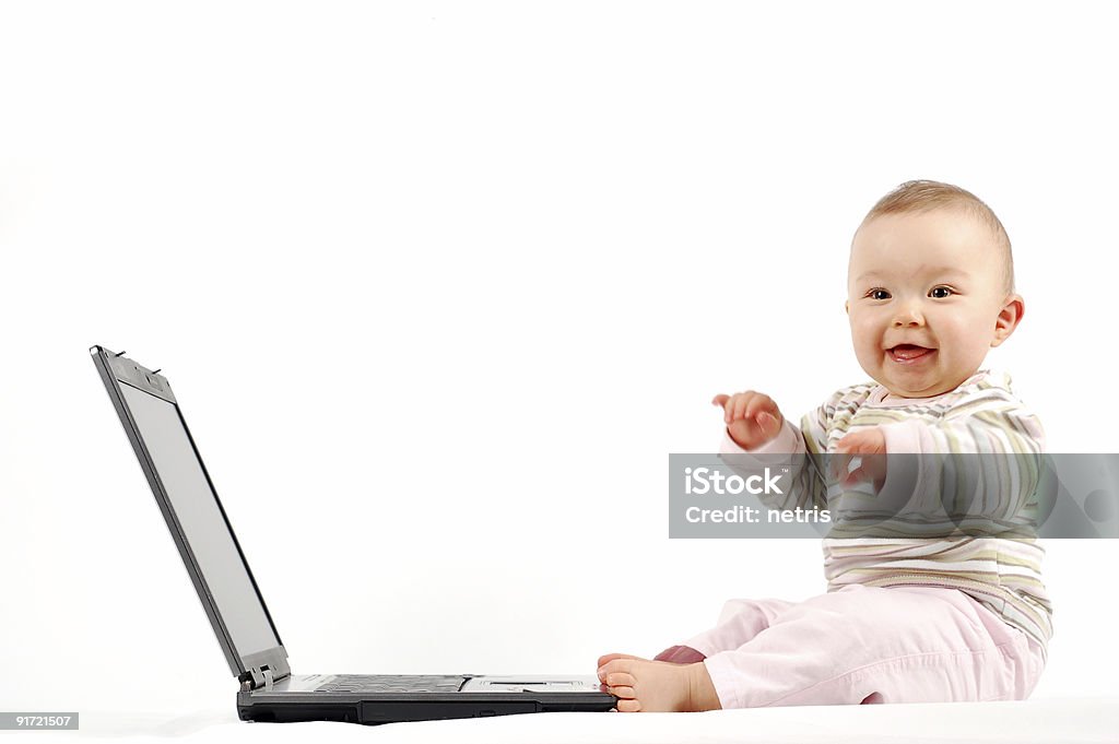 행복함 아기, 랩탑형 - 로열티 프리 가리기 스톡 사진