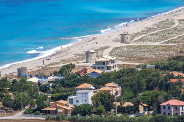 istock Panoramic view of Agios Ioanis beach with blue waters, Lefkada, Greece 917217408