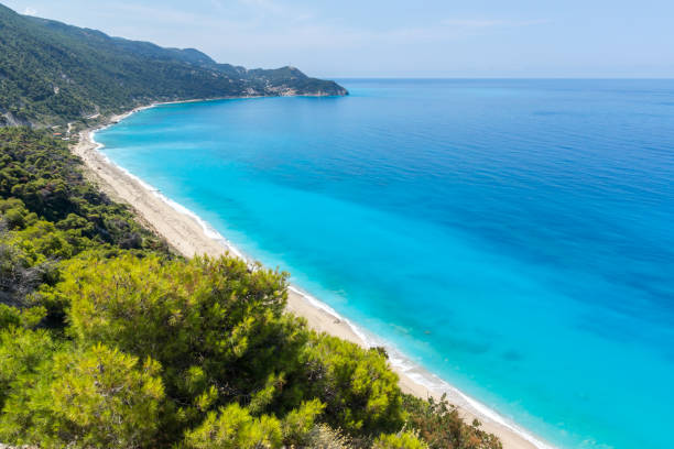 istock Panoramic view of Kokkinos Vrachos Beach with blue waters, Lefkada, Greece 917217920