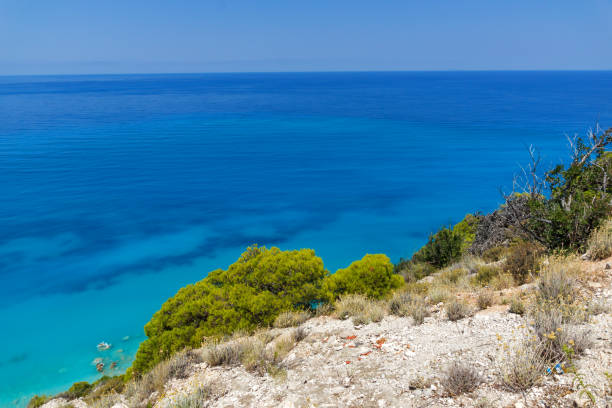 istock Panoramic view of Kokkinos Vrachos Beach with blue waters, Lefkada, Greece 917218082