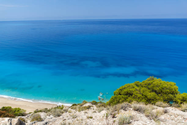 istock Panoramic view of Kokkinos Vrachos Beach with blue waters, Lefkada, Greece 917218184