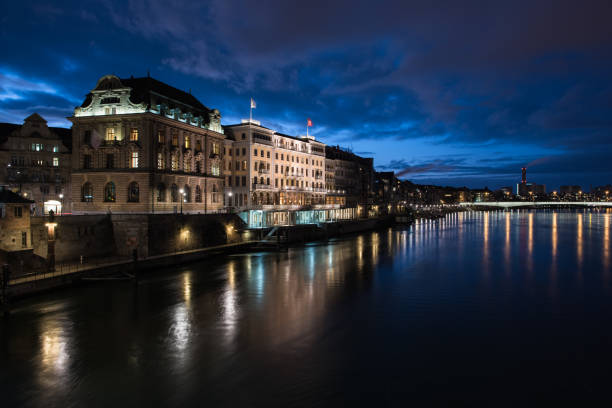 istock Basel switzerland, cityscape in blue hour 917218224