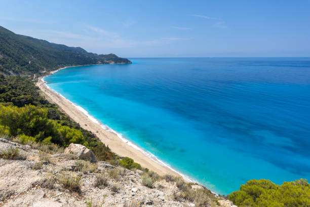 istock Panoramic view of Kokkinos Vrachos Beach with blue waters, Lefkada, Greece 917220378