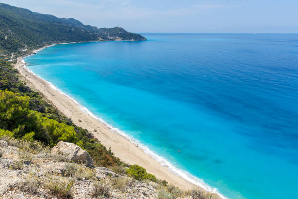 istock Panoramic view of Kokkinos Vrachos Beach with blue waters, Lefkada, Greece 917220462