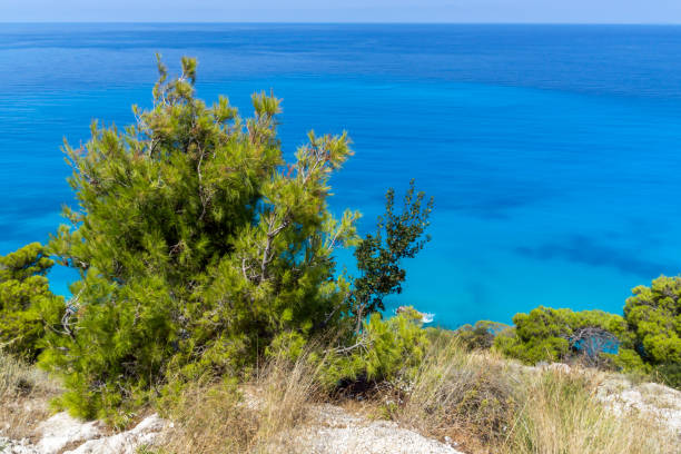 istock Panoramic view of Kokkinos Vrachos Beach with blue waters, Lefkada, Greece 917220544