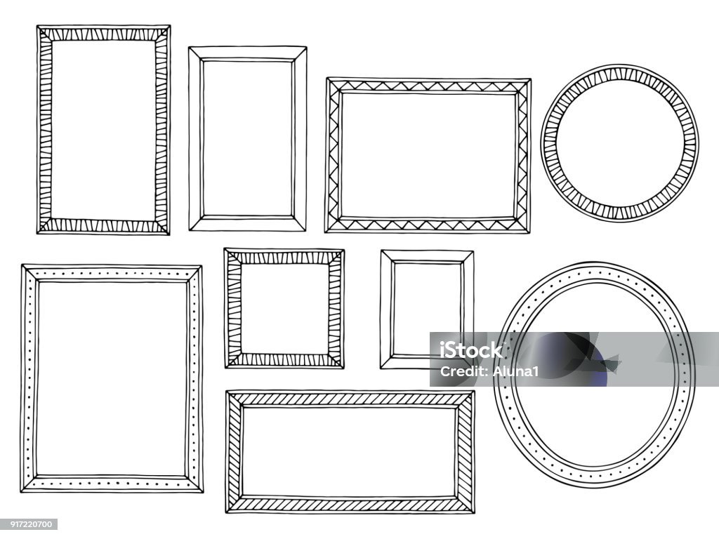 画像フレーム グラフィック黒白い分離スケッチ設定イラスト - 額縁のロイヤリティフリーベクトルアート