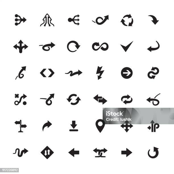 Interface Arrows Icons Set Stock Illustration - Download Image Now - Arrow Symbol, Traffic Arrow Sign, Icon Symbol