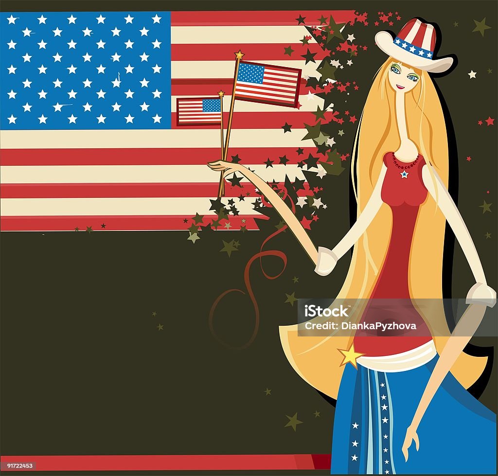 Independence schöne American girl 2 - Lizenzfrei 4. Juli Stock-Illustration