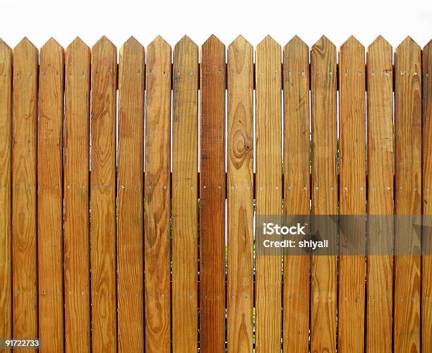 Wooden Picket Fence In Front Of White Background Stock Photo - Download Image Now - Balance, Boundary, Color Image