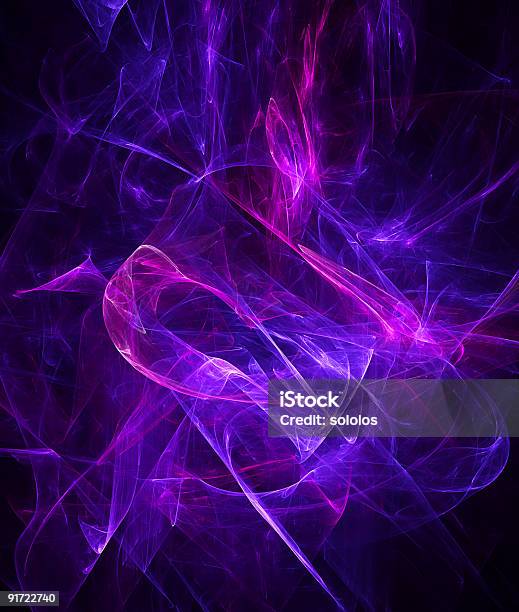 Dark Blue Abstract Fractal Stock Photo - Download Image Now - Purple, Smoke - Physical Structure, Backgrounds