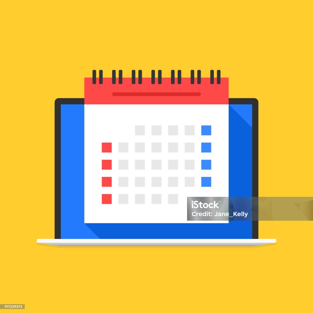 Computer Screen Calendar Design Calendar On Laptop Screen Us Version Appointment Event Timetable ...