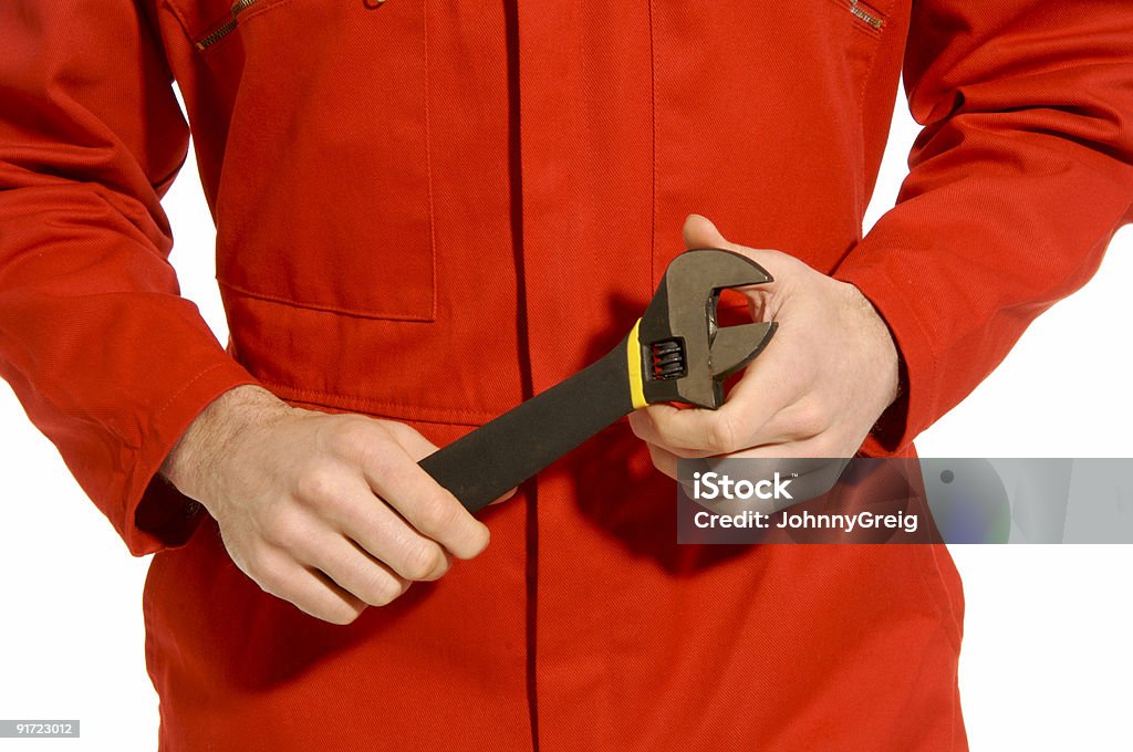 Homem de terno com obstáculos de água de caldeira vermelho - Foto de stock de Mecânico royalty-free