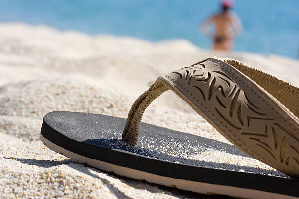 sandal and beach stock photo