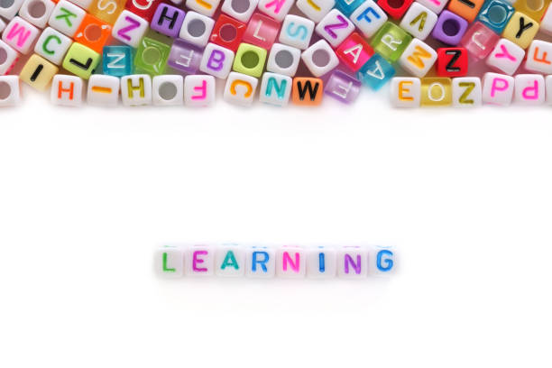 istock LEARNING word and alphabet letter beads on white background for education concept 917233662