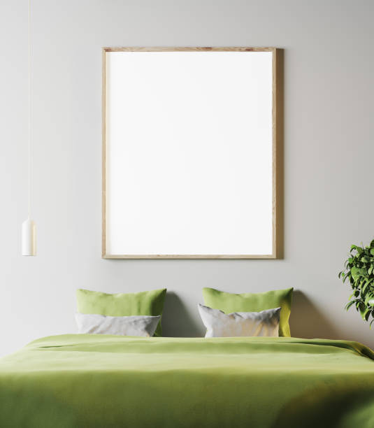 istock White bedroom with green bed and poster close up 917235846