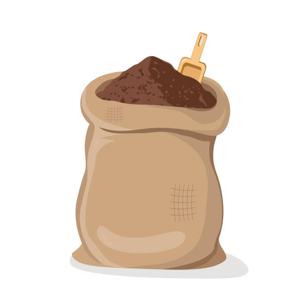 pile какао-порошок в мешке - coffee bag coffee bean canvas stock illustrations