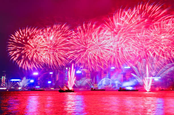 istock Firework display on the New Year’s Eve in Hong Kong. 917237148