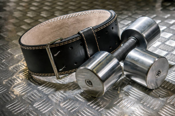 istock black leather strap and chrome dumbbells athletes gym Big 917237384