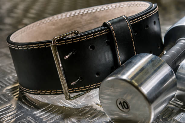 istock black leather strap and chrome dumbbells athletes gym Big 917237394