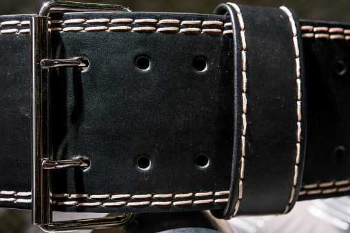 Army Soldier's black leather belt big