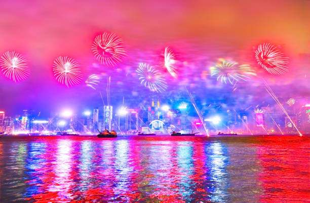 istock Firework display on the New Year’s Eve in Hong Kong. 917238362