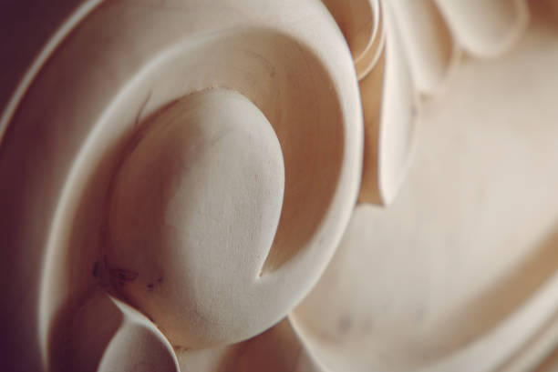 istock Wood processing. Joinery work. wood carving. the carving element. close up 917252082