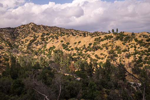 Picturesque sights of Los Angeles county. Hollywood Hills and Griffith Park