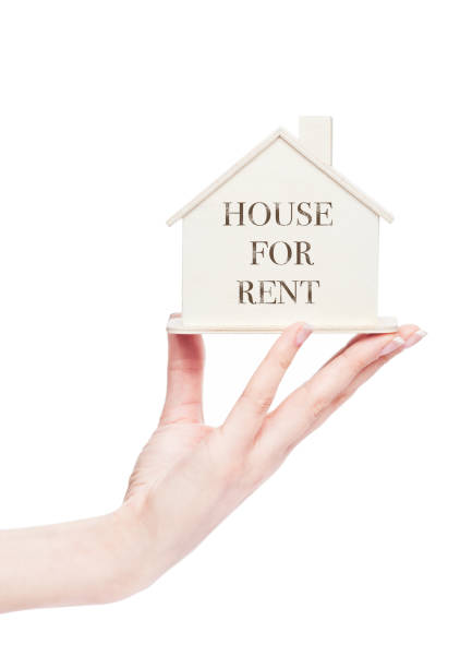 istock Female hand holding wooden house model with text 917259006