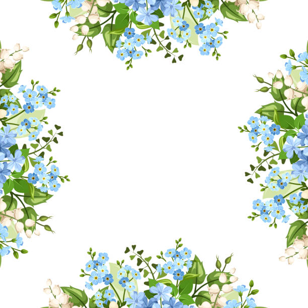 Ilustración de Marco De Fondo Con Flores Azules Y Blancas Ilustración De  Vector y más Vectores Libres de Derechos de No me olvides - iStock